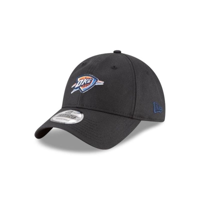 Black Oklahoma City Thunder Hat - New Era NBA Waxed Canvas 9TWENTY Adjustable Caps USA1629538